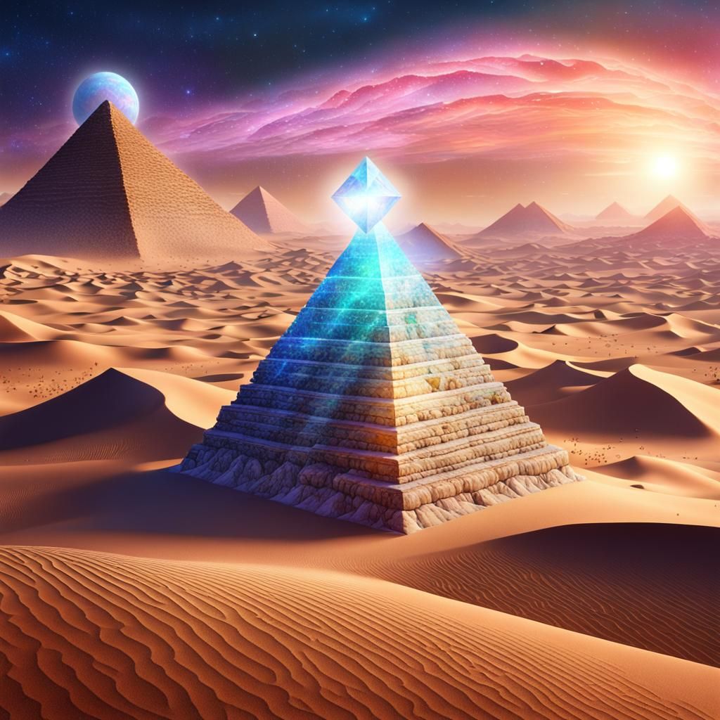 Desert Pyramid: Holographic Astral Cosmic Illustration