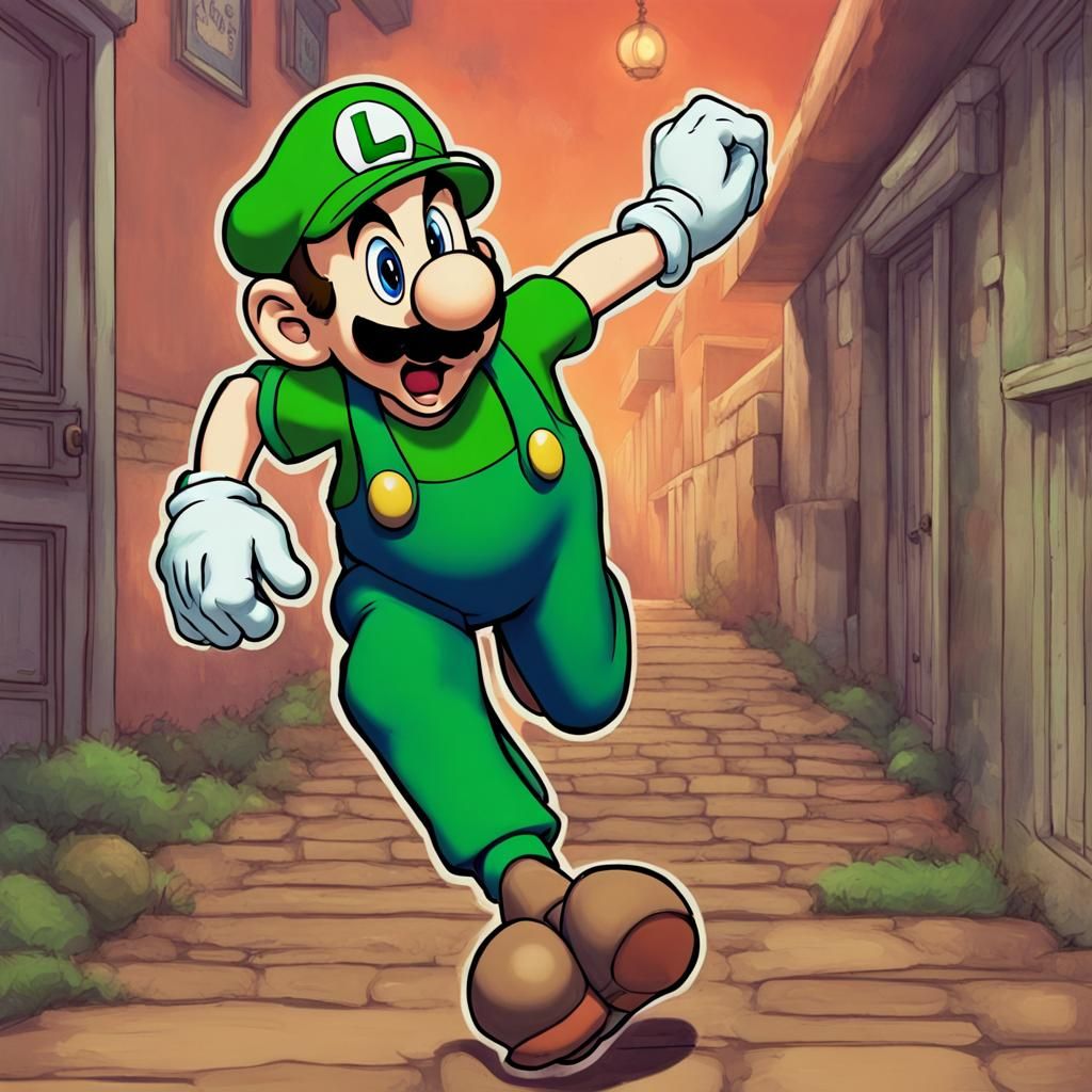 Mario and Luigi Running from the Boos