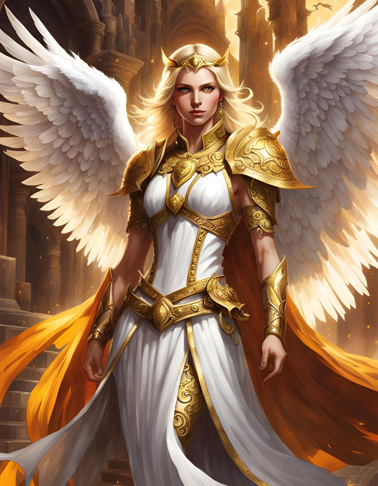 Astral Deva Angel with Golden Skin and Wings