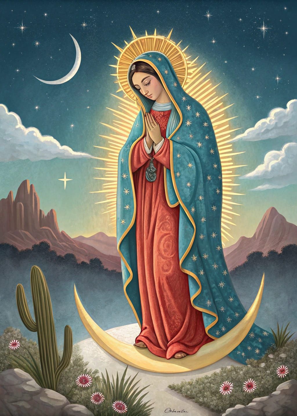 Majestic Catholic Icon in Traditional Garb