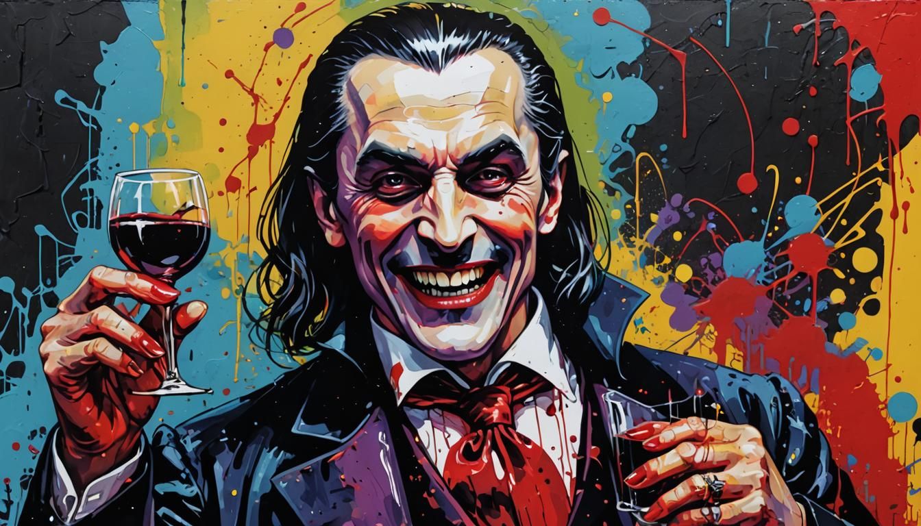 Count Dracula Portrait in Graffiti Stencil Style