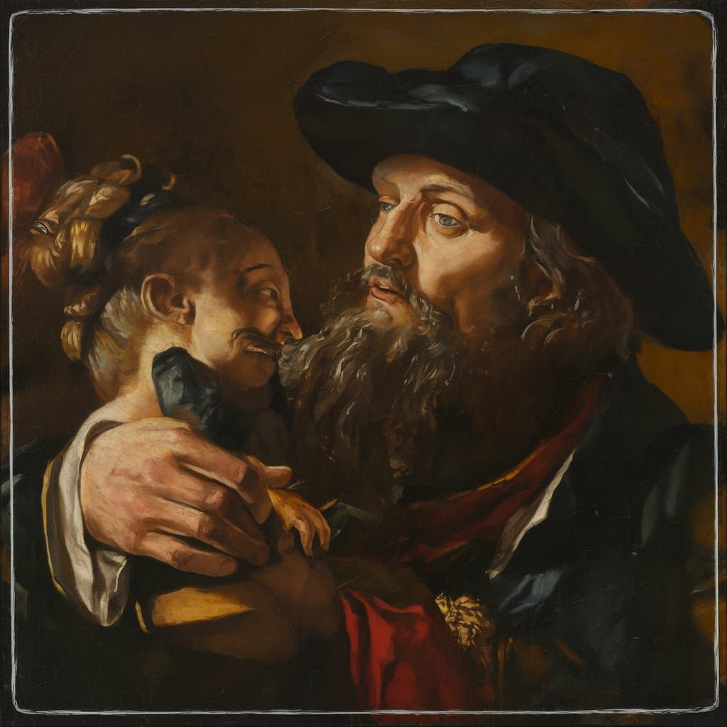 Dramatic Grimdark Image in Caravaggio Style