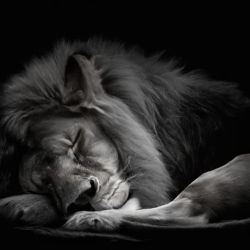 Sinister Sleeping Lion, Digital Art