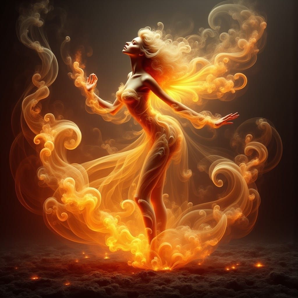 Luminous Fire Sprite Fairy in Volcanic Kingdom