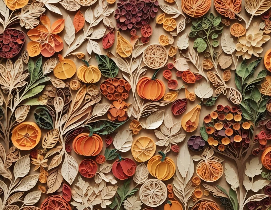 Autumn Farmer's Market in Mixed Media Collage