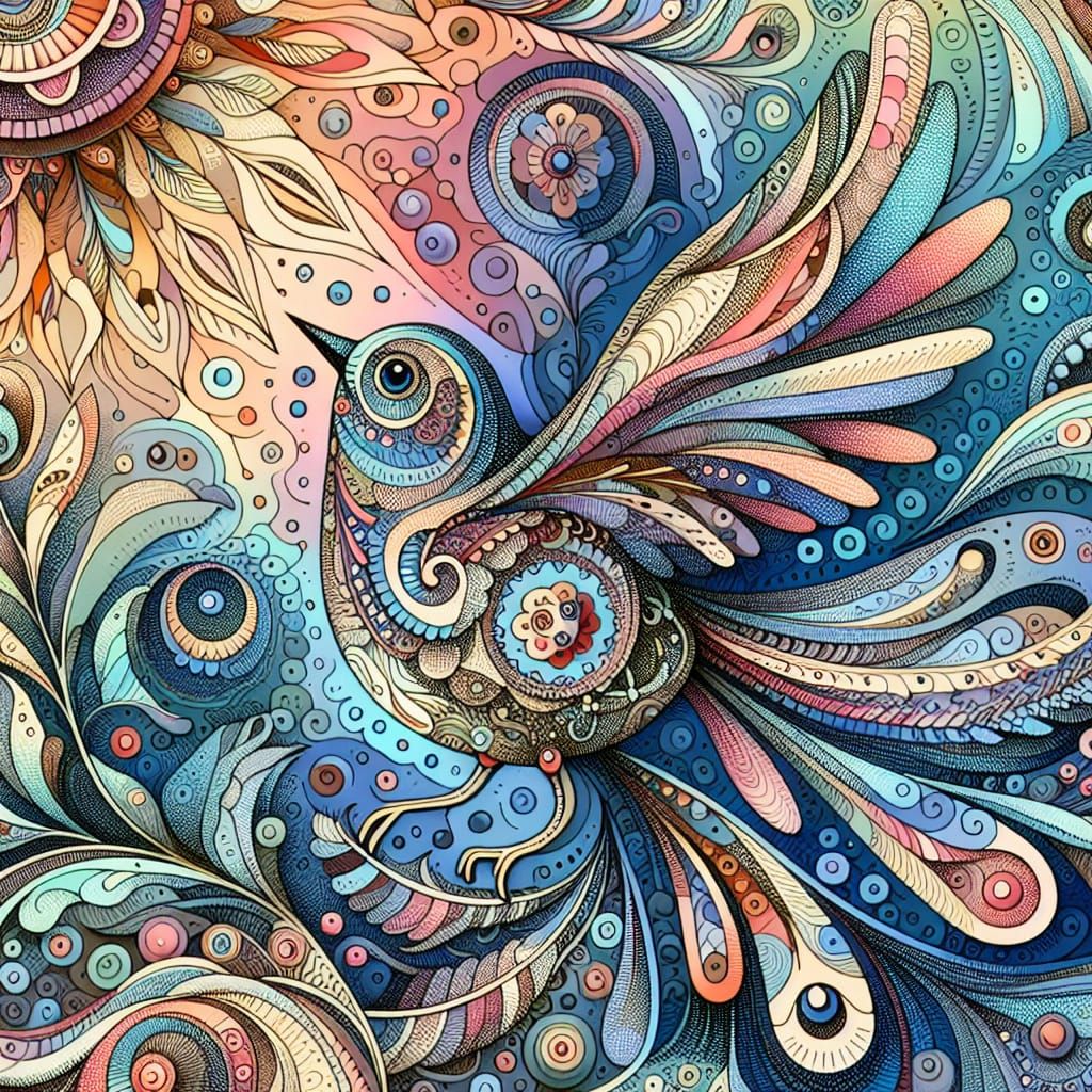 Dreamlike Bird in Art Brut Style
