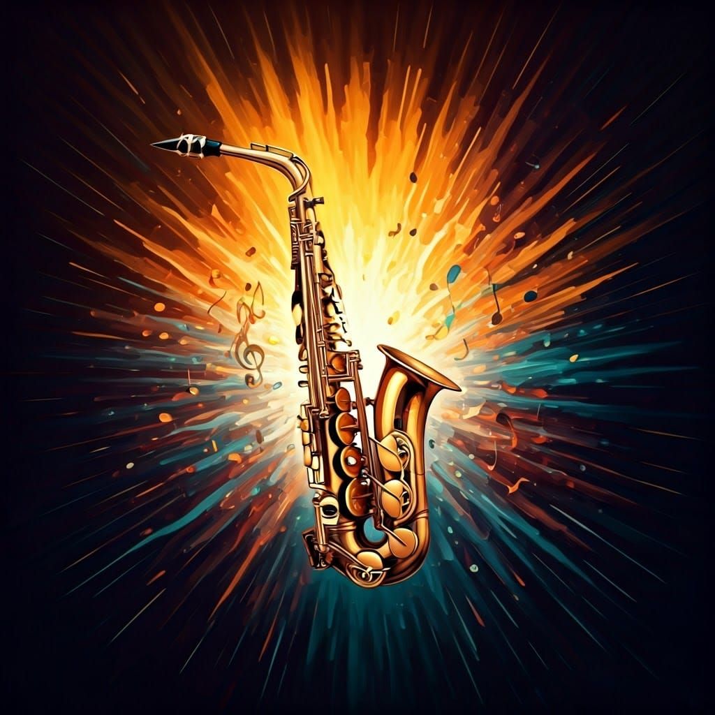Vibrant Saxophone in Splatter Art Style