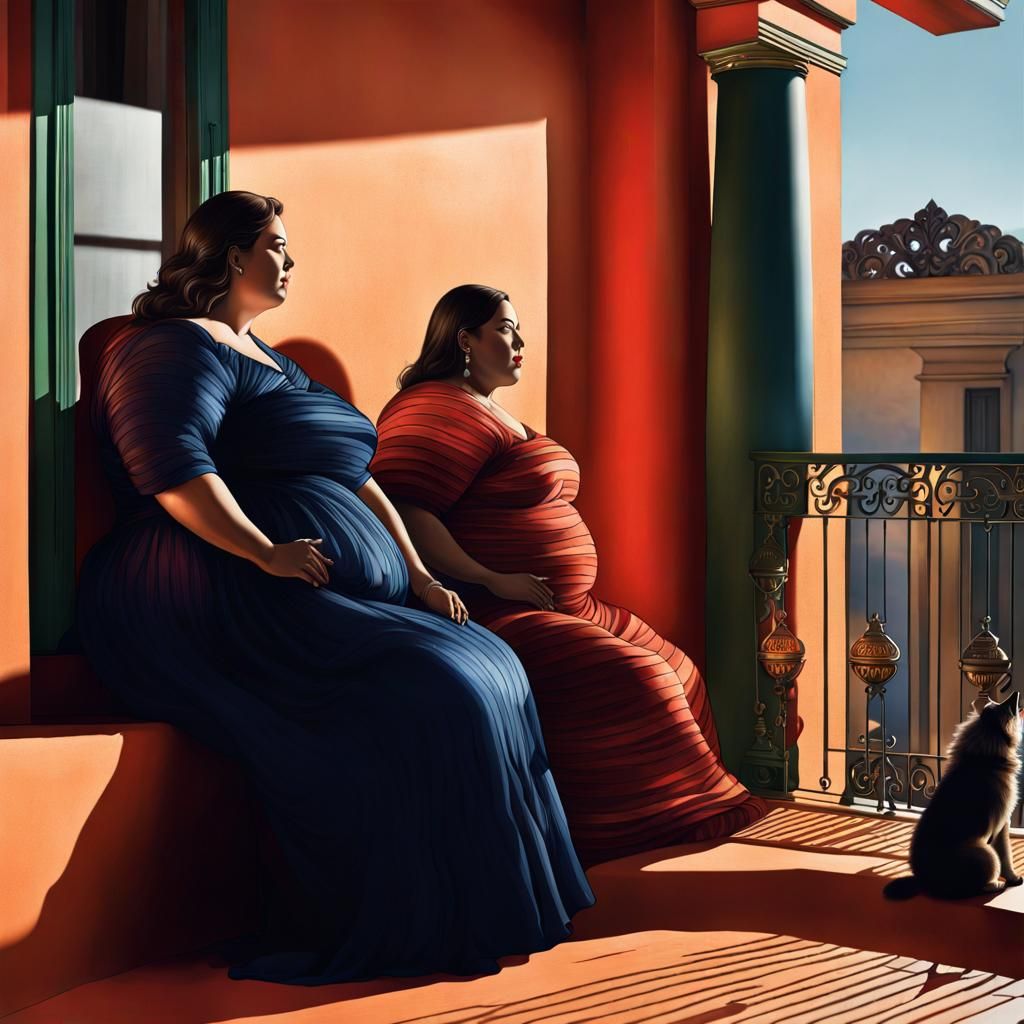 Eerie Balcony Encounter in Hyperrealistic Dark Fantasy Style