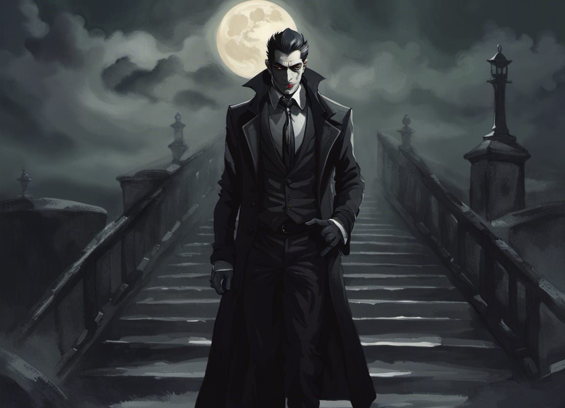 Vampire Walks Under the Moonlight