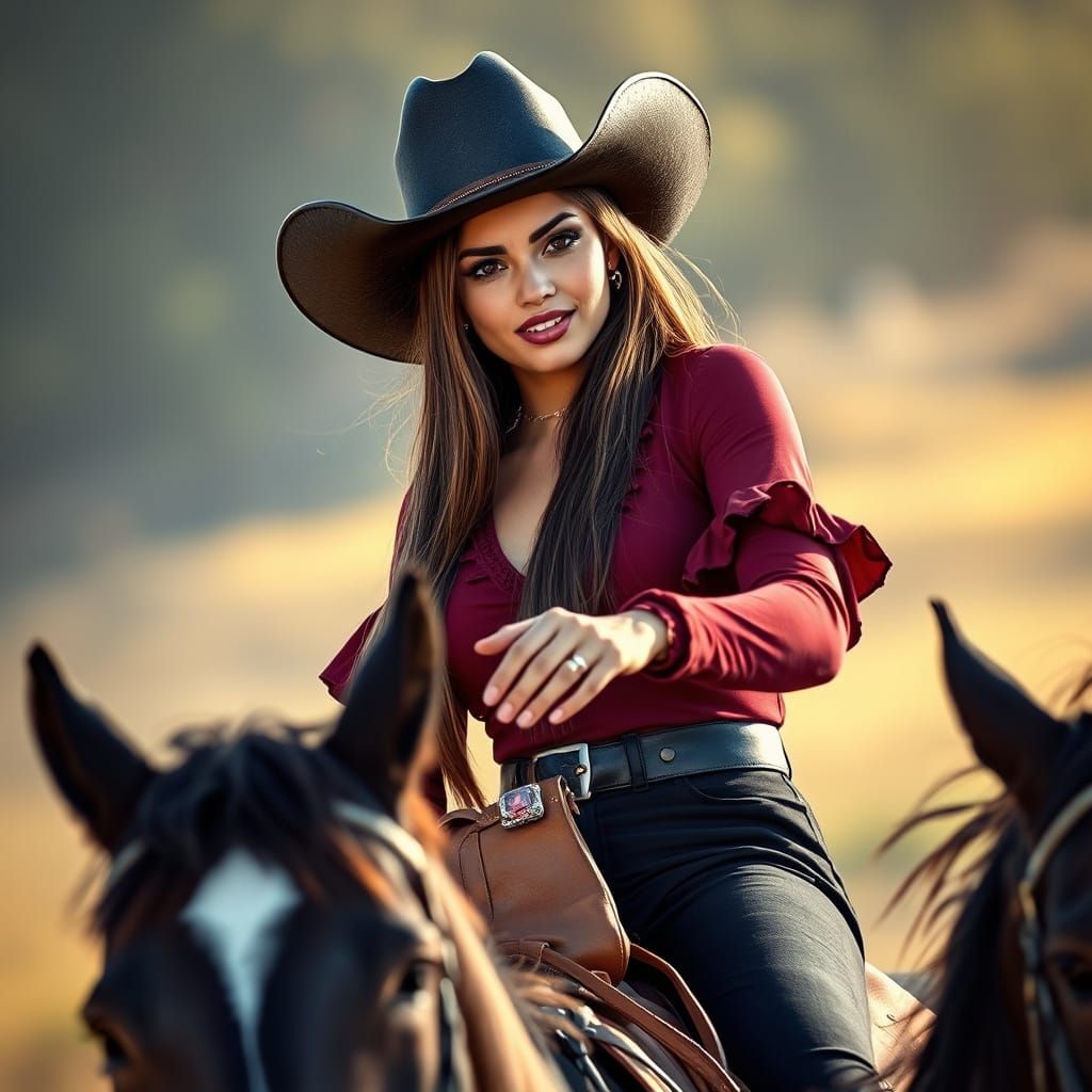 Elegant Cowgirl in Sorayama-Inspired Style