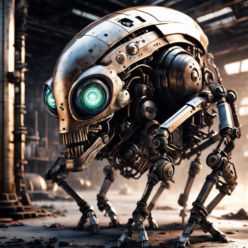 Robotic Alien in Dystopian Sci-Fi Landscape