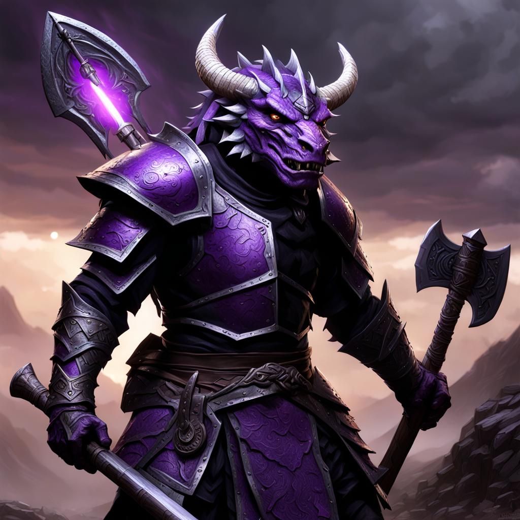 Dragonborn Warrior with Electrified Axe