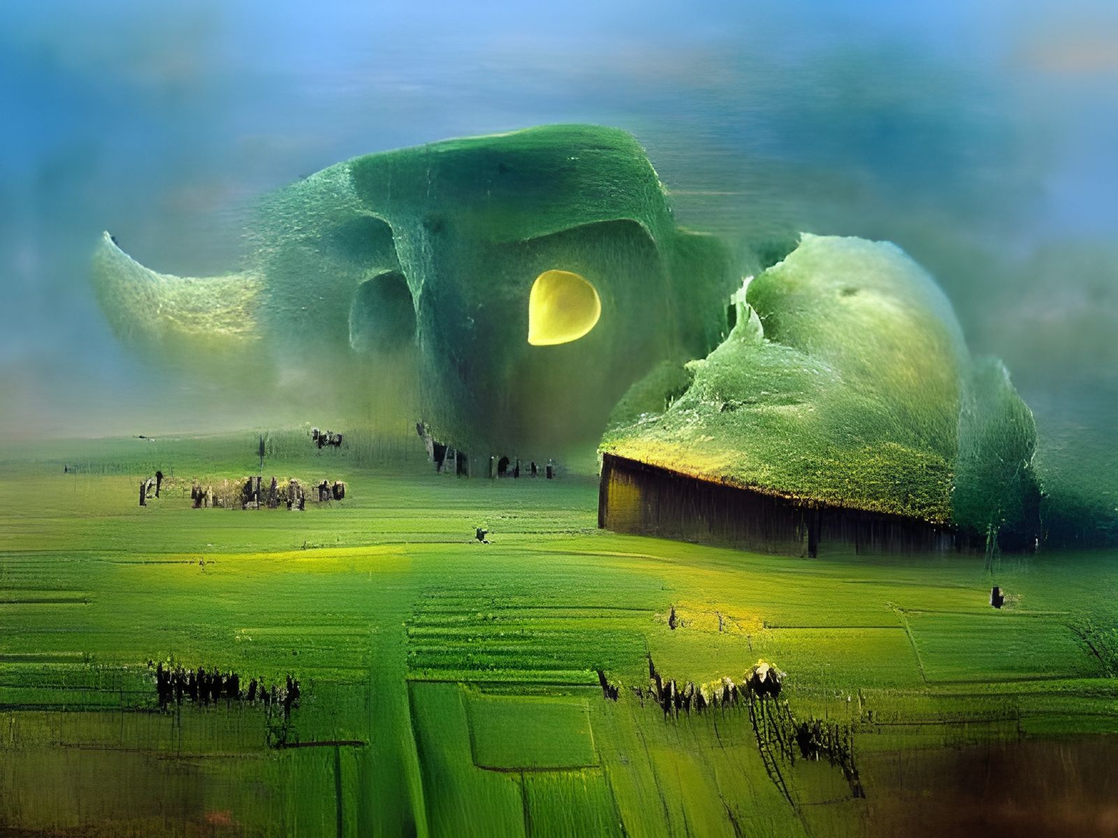 Alien Farm Town in Dystopian Style