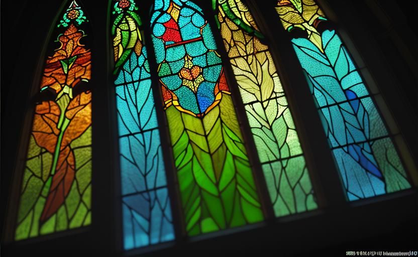 Marijuana Leaf Stained Glass Hyperrealistic Window