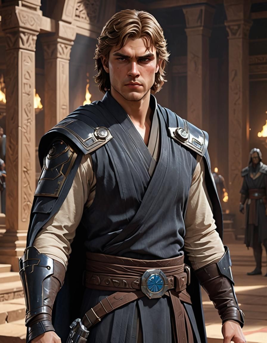 Anime Style Anakin Skywalker in Jedi Temple