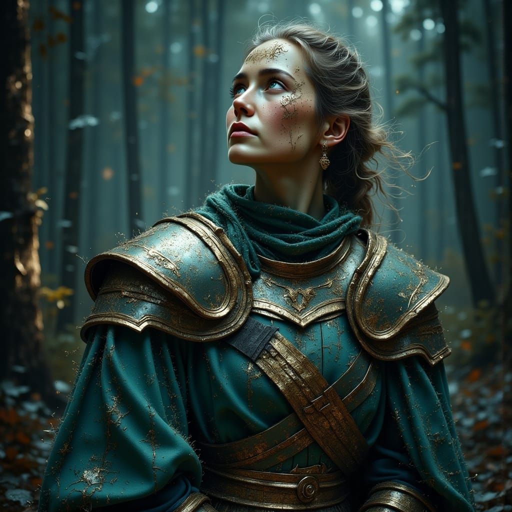 Viking Shield Maiden in Reverent Stance