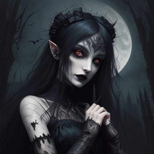 Mysterious Vampire Tinkerbelle in Dark Fantasy Portrait
