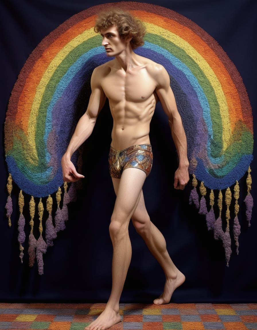 Op Art Walker in Technicolor Dreamscape