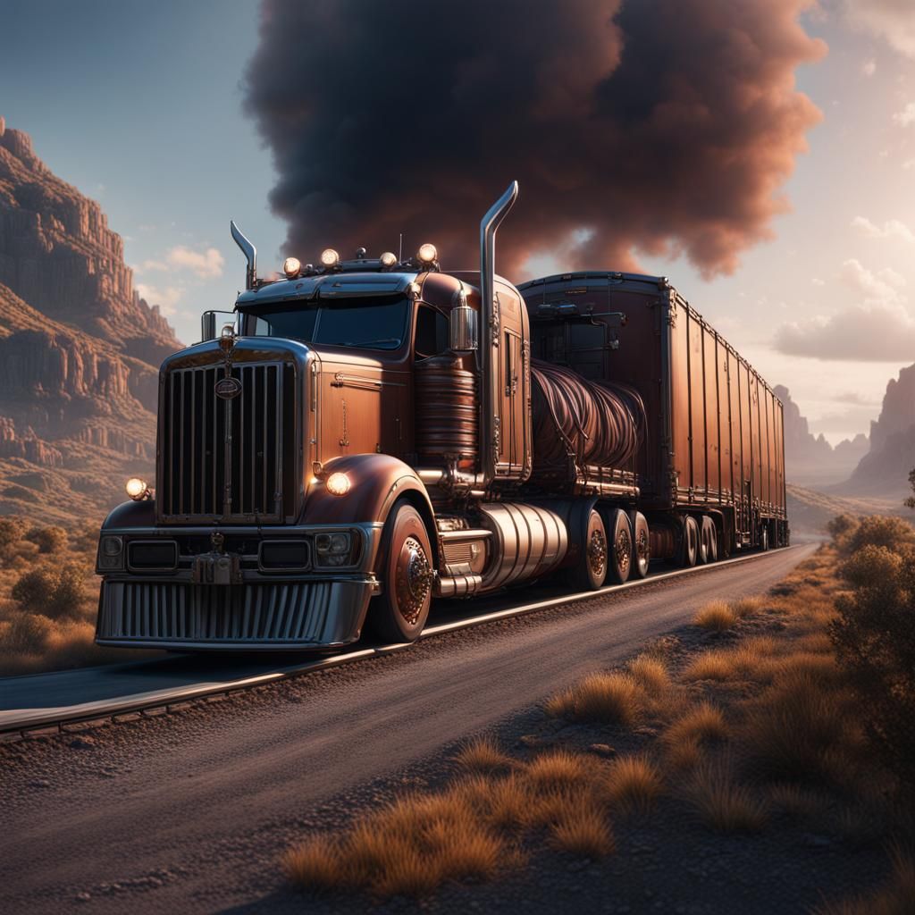 Detailed Matte Painting of a Road Train