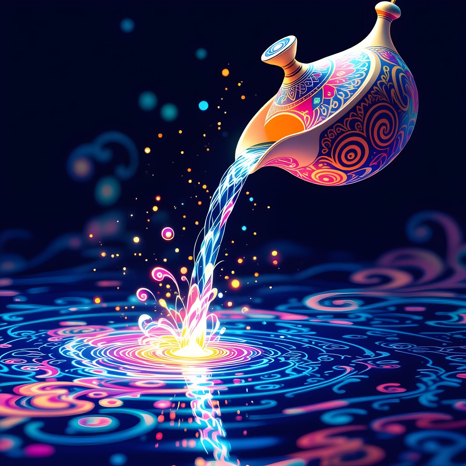 Sacred Calabash with Flowing Fabric Patterns