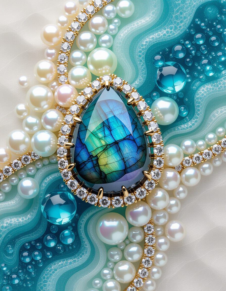 Abstract Luminescent Bubbles with Pearls and Diamonds