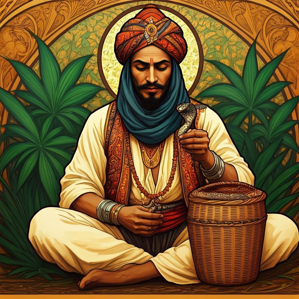 Snake Charmer in Art Nouveau Style