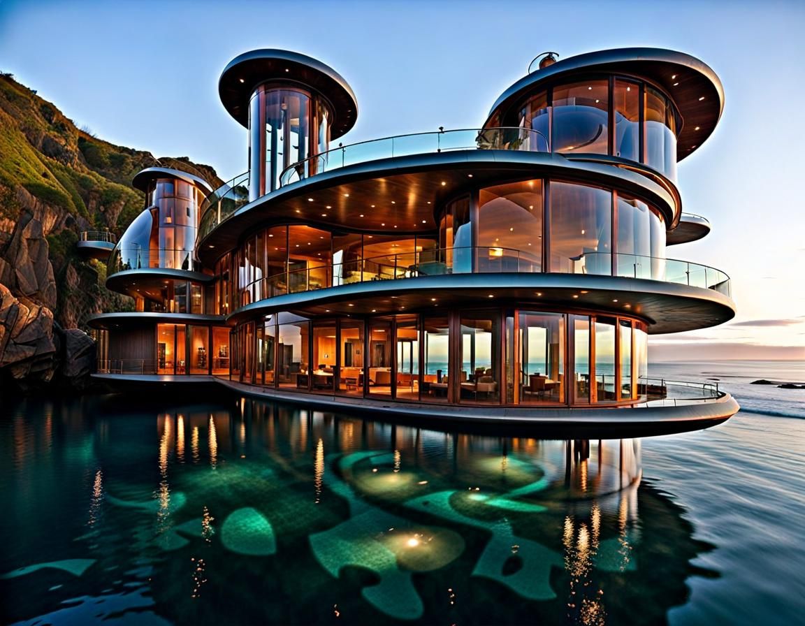 Submerged Steampunk Mansion in the Pacific Ocean