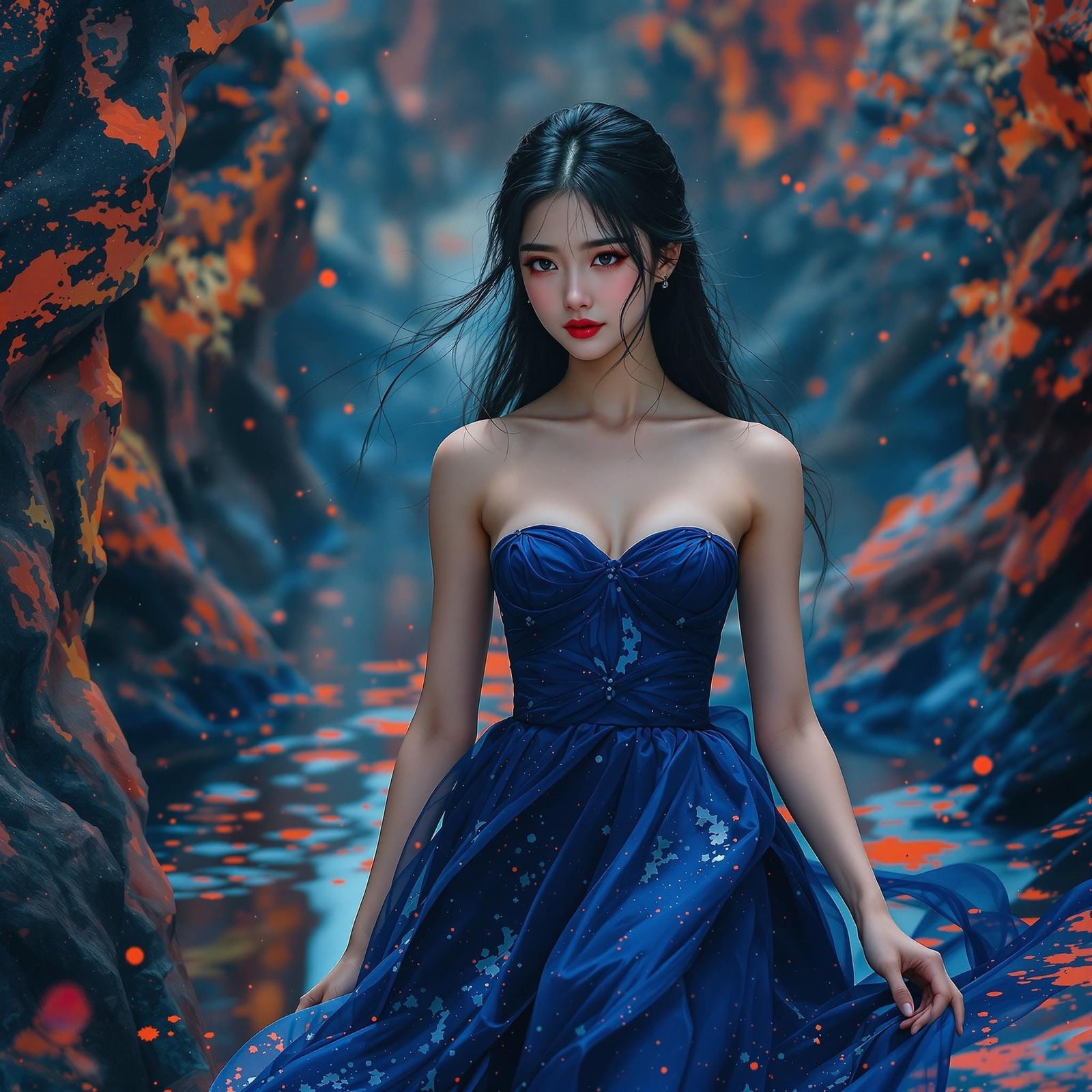 Ethereal Woman in Surreal Landscape, Digital Art