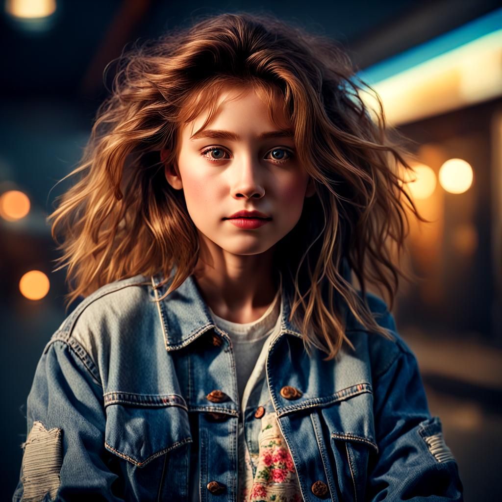 80s Girl Portrait with Natural Beauty
