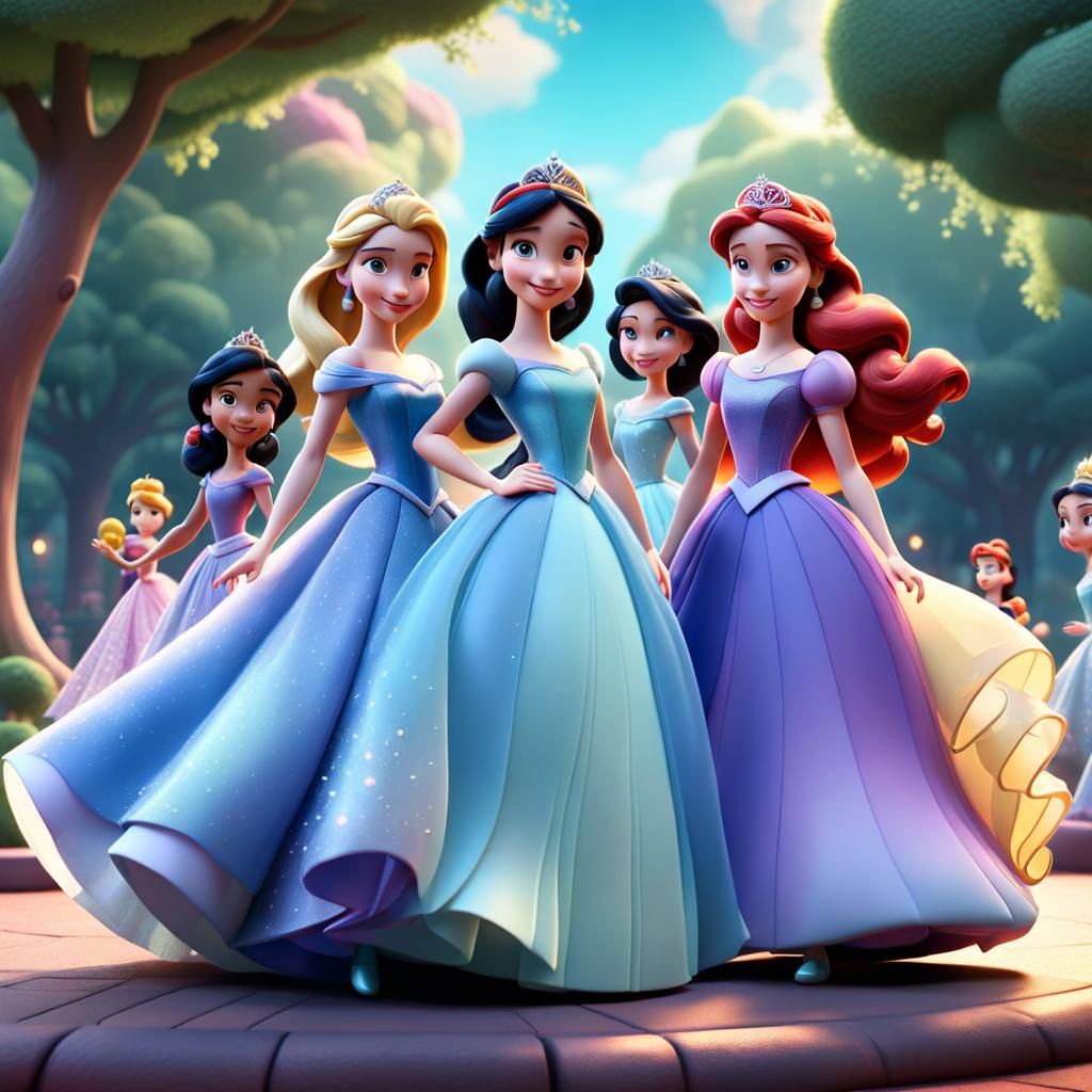 Disney Princesses Action Figures in 3D Art Style