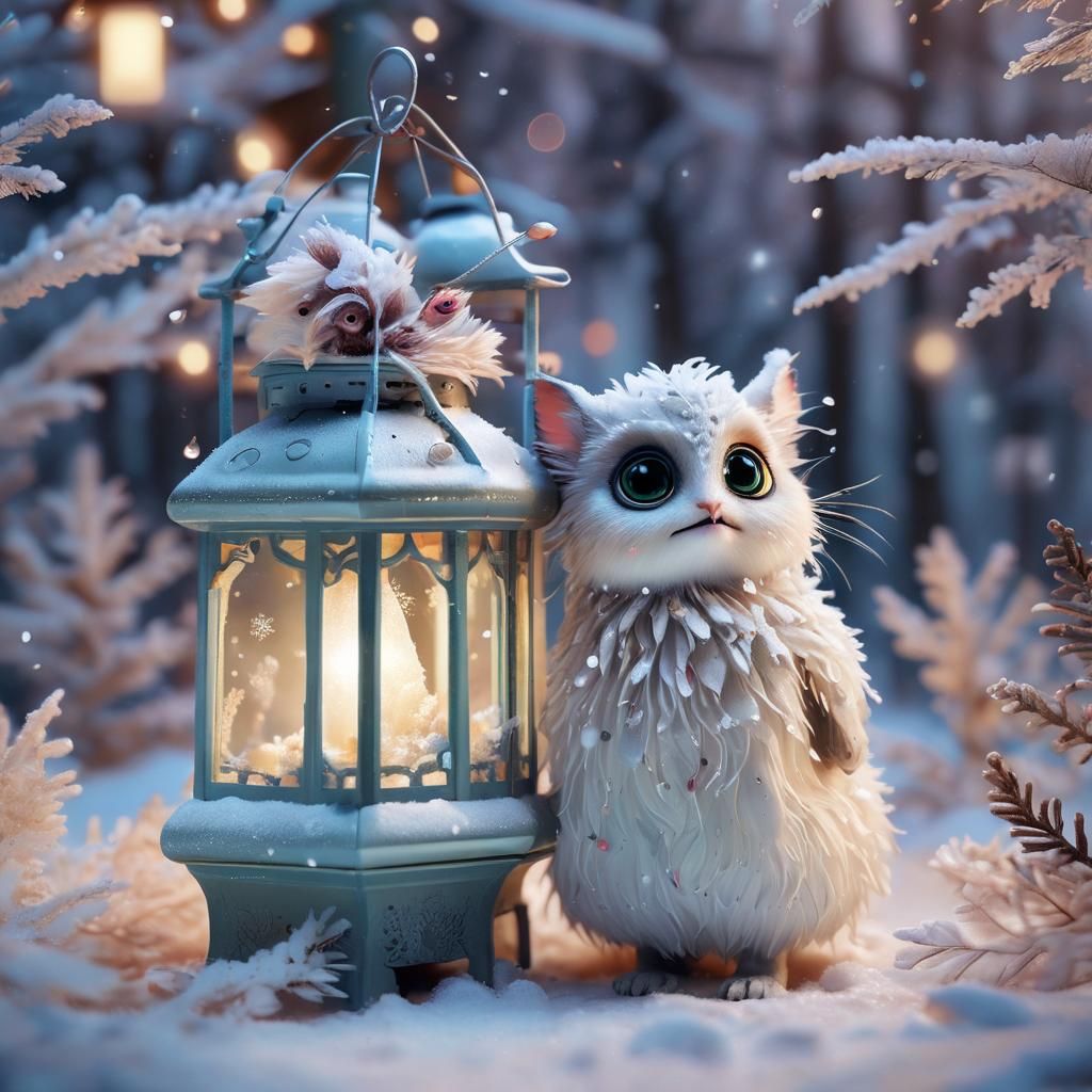 Whimsical Winter Creatures in Pastel Hues