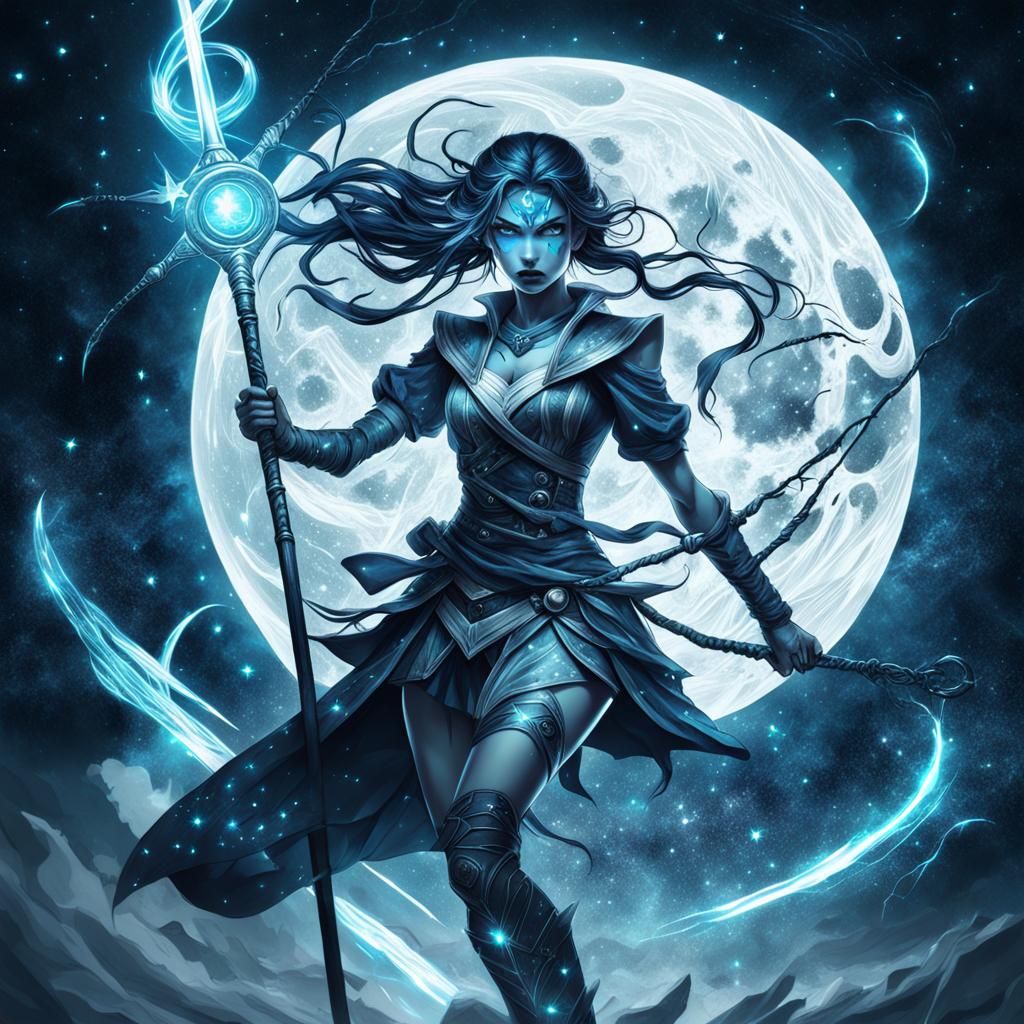 Monochromatic blue Fantasy Girl