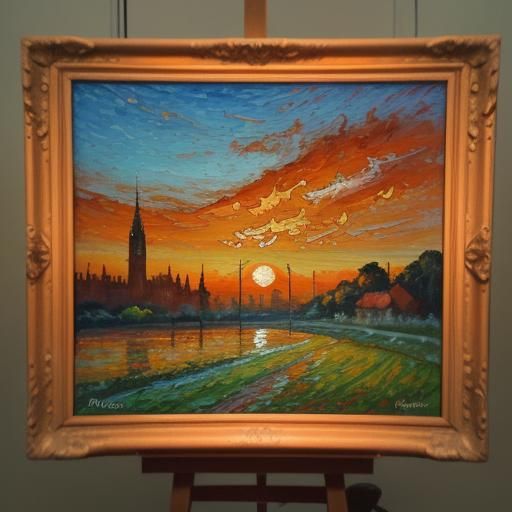 English Sunset: Neo-Impressionist Expressionist Oil Painting