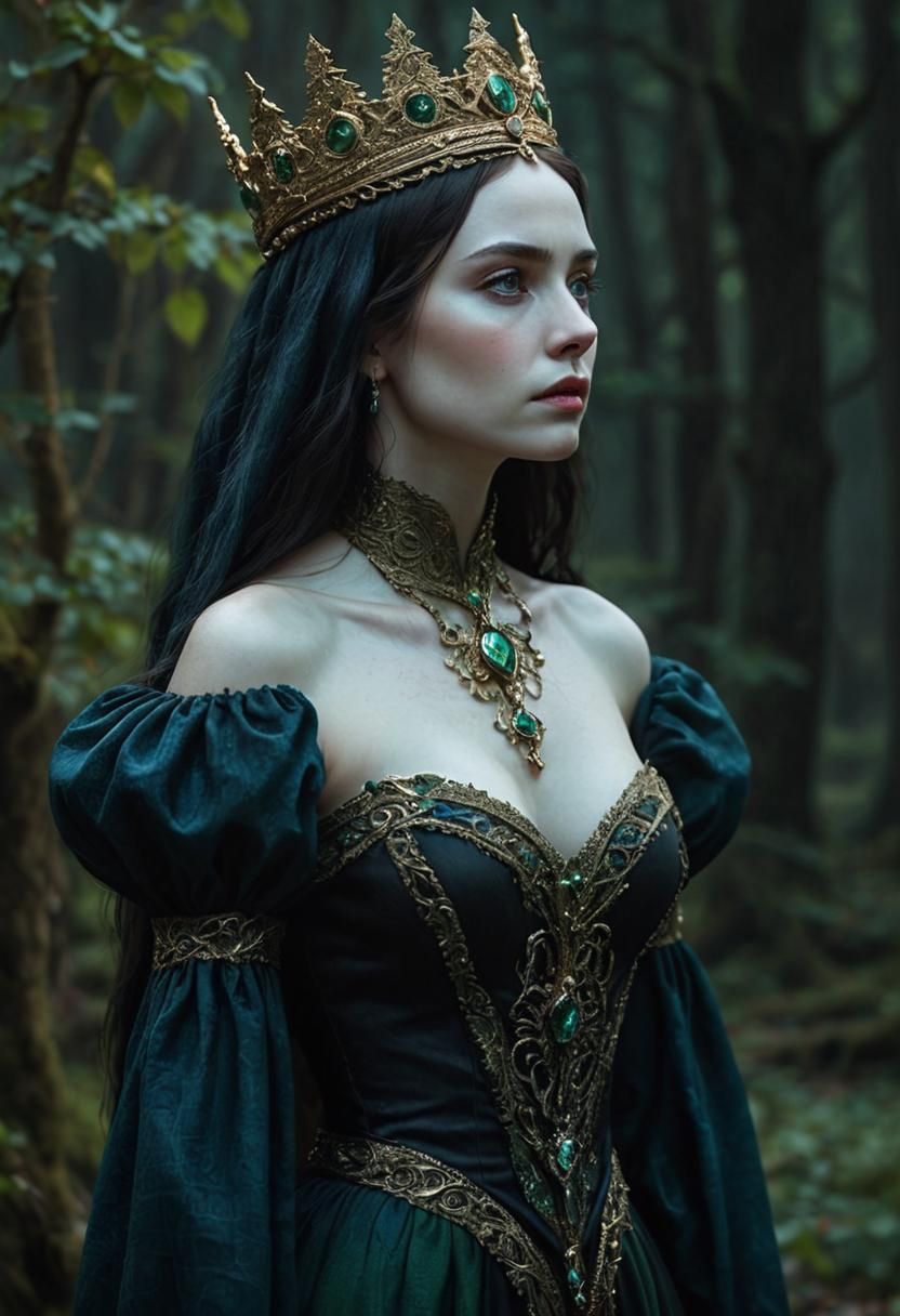 Beautiful Lady in Black Dress with Silver Hues