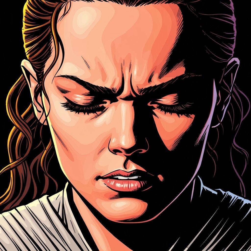 Rey Skywalker Comic Art: Intense Concentration