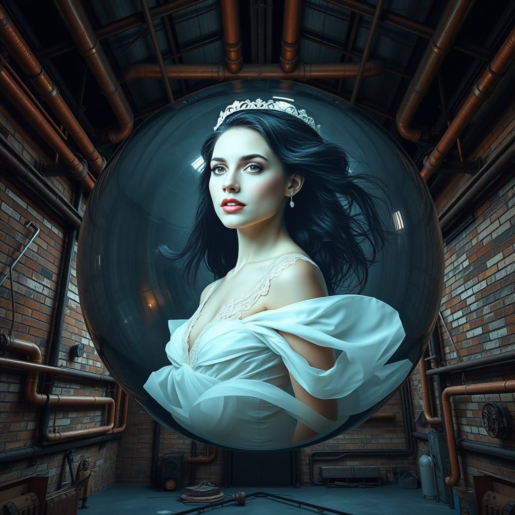 Ethereal Beauty in Abandoned Industrial Sphere