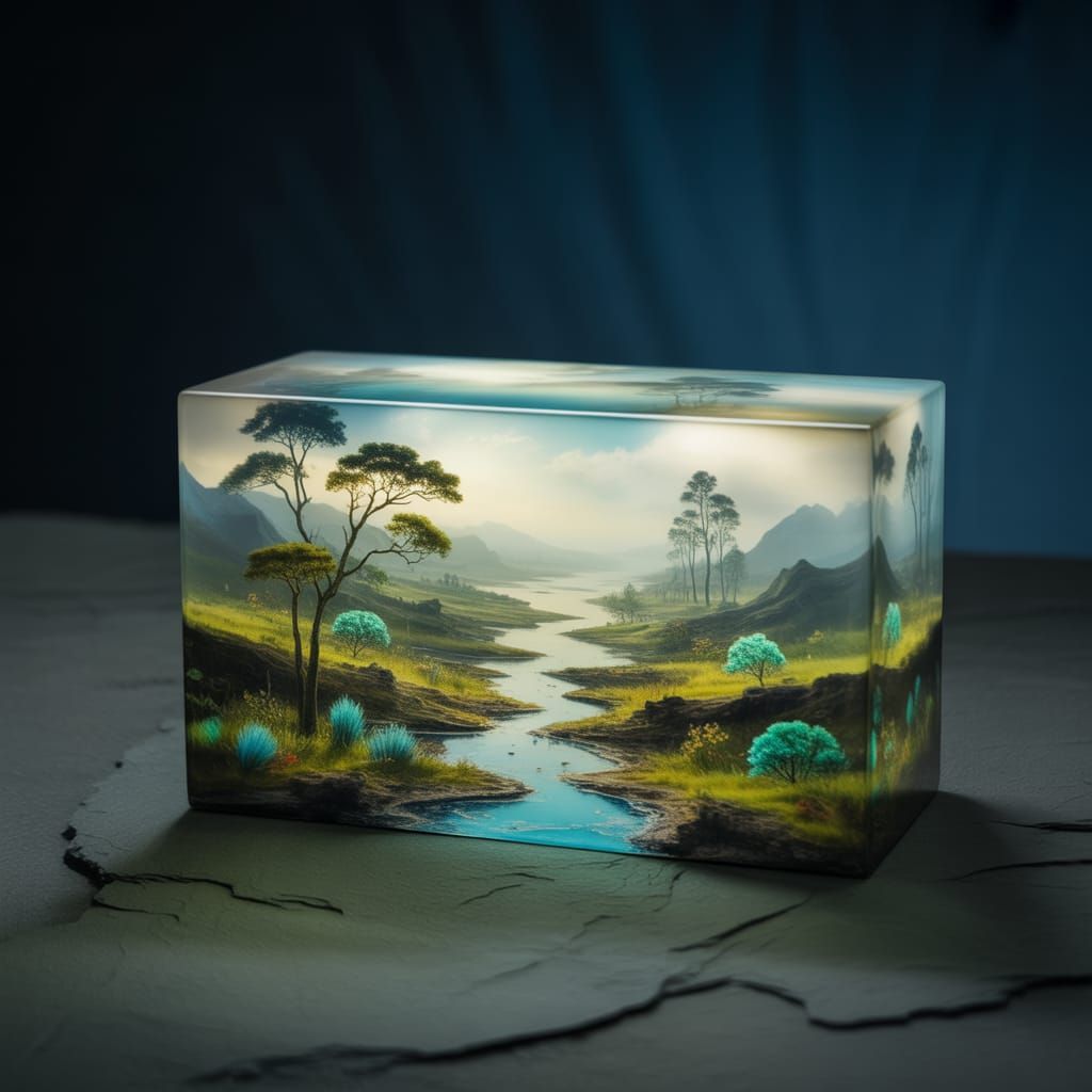 Cloisonné Landscape Set in Resin