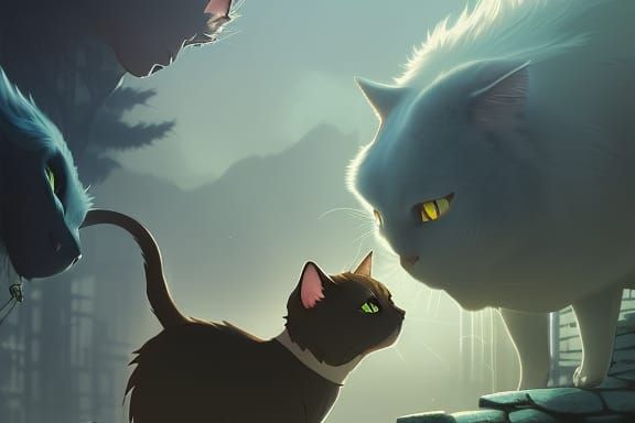 Mysterious Shrouded Cat in Ghibli Style