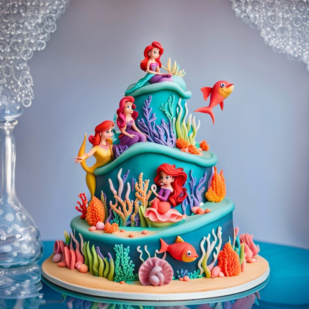 Hyperdetailed Mermaid Wedding Cake with Candy Decorations