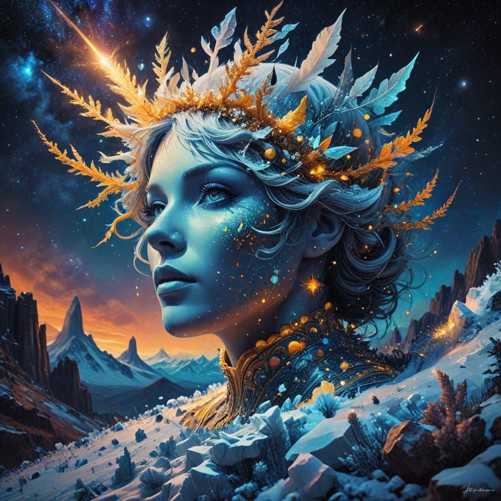 Majestic Snowy Mountain Landscape in Vibrant Colors