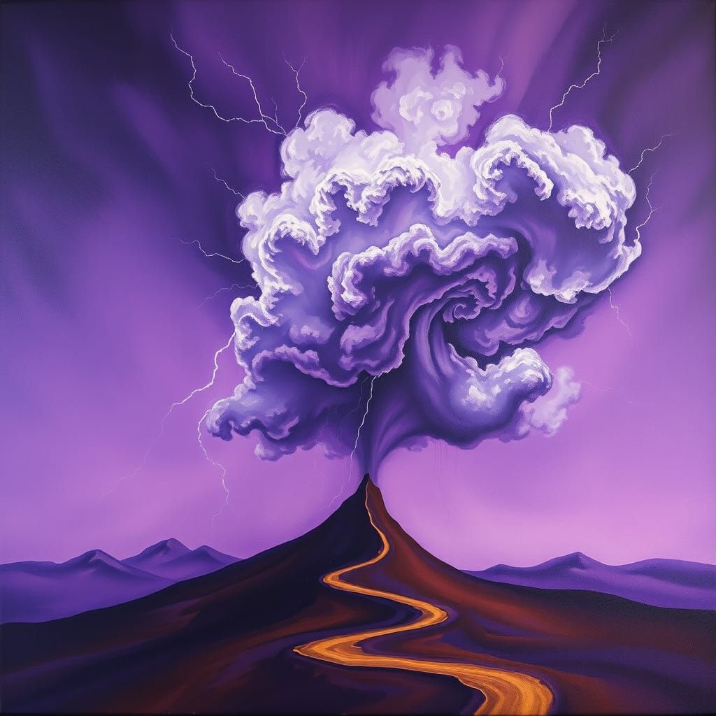 Surreal Purple Thunderstorm Sky in a Dali-esque Style