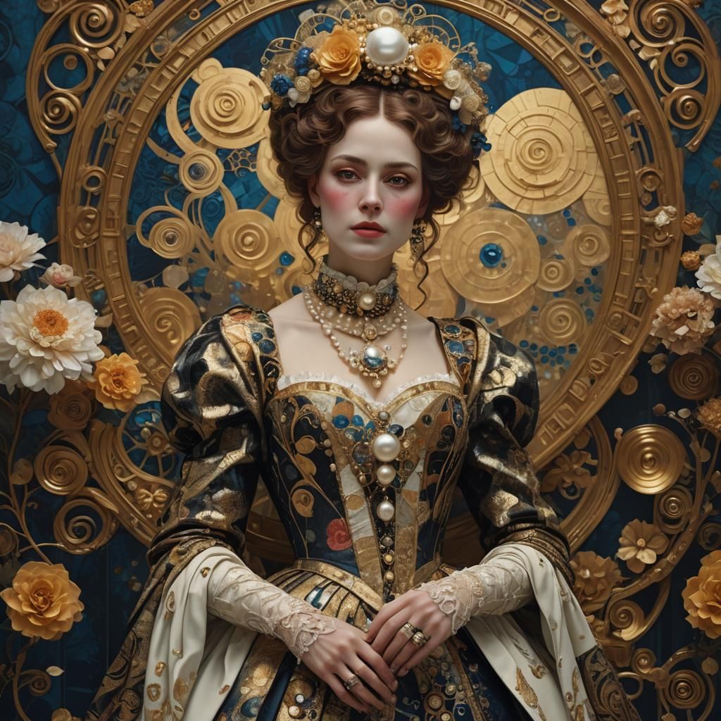 Victorian Woman in Gustav Klimt Style