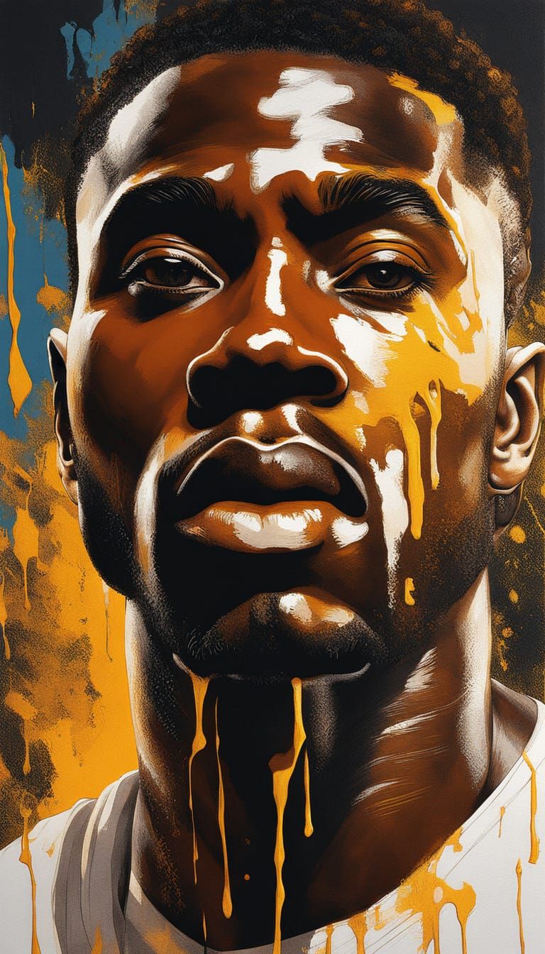 Handsome Man with Fire and Ice, Hyper-Realistic Digital Art