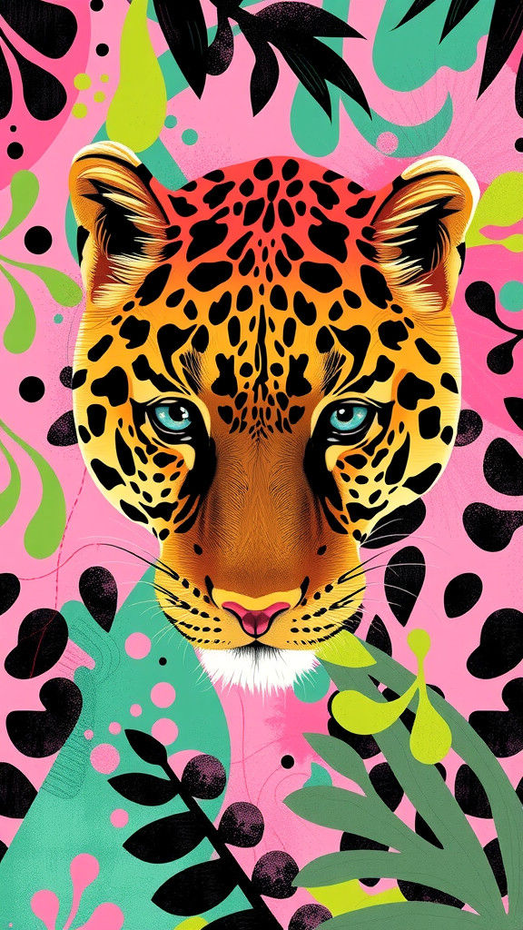 Vibrant Abstract Leopard Print in Pop Art Style