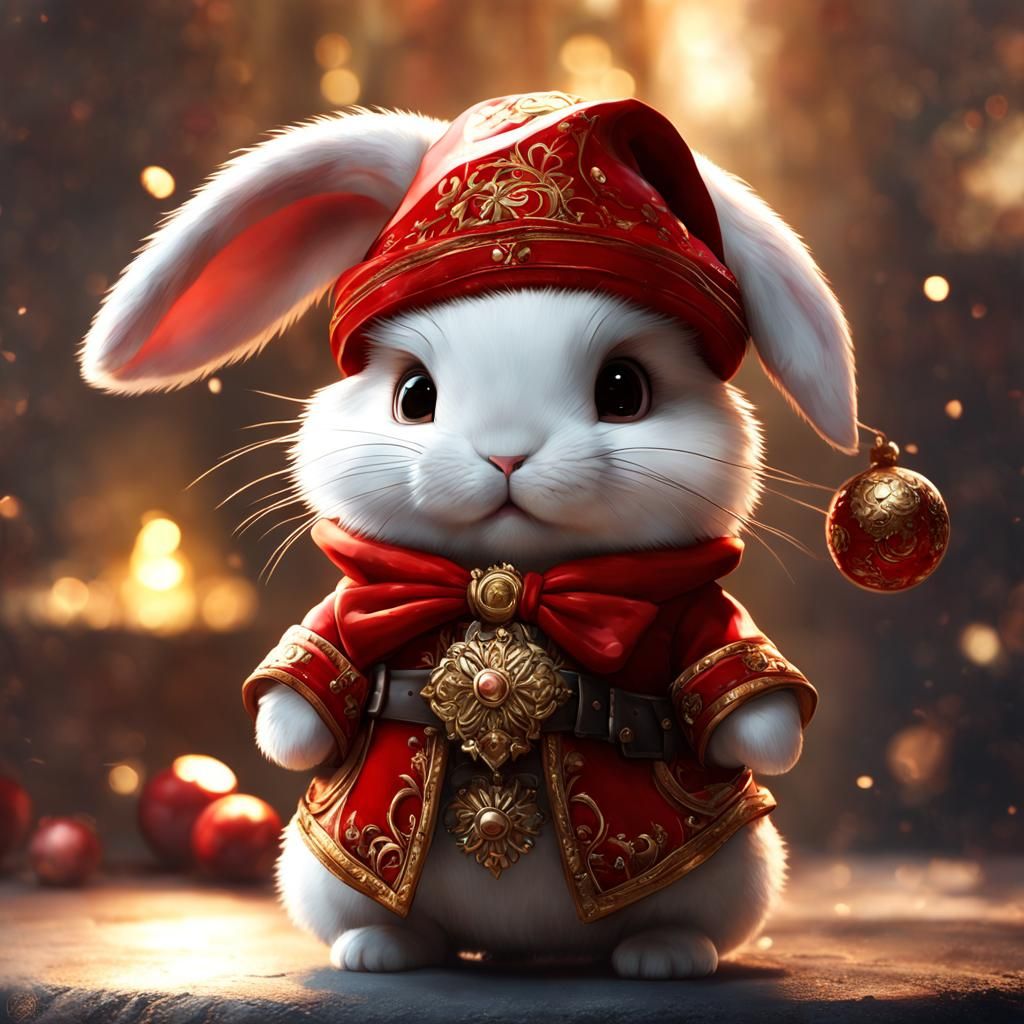 Chibi Bunny Santa in Detailed 3D Style