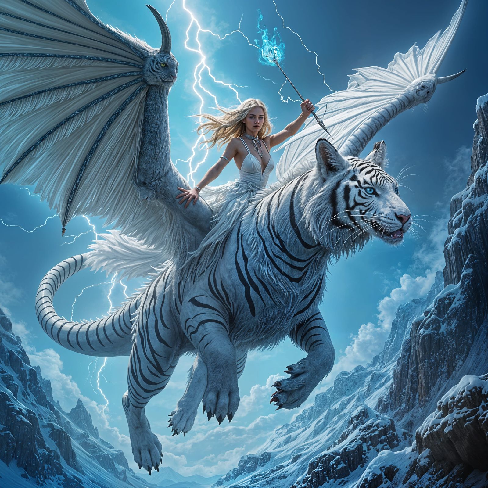 Ethereal Dragon Soars Through Stormy Skies with Mythical Pri...