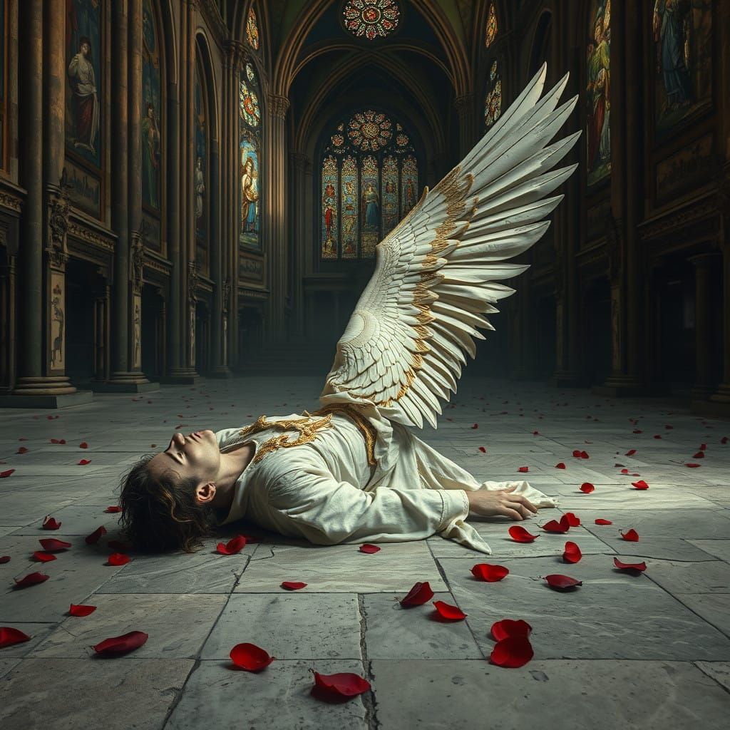 Fallen Angel in Cathedral Ruins