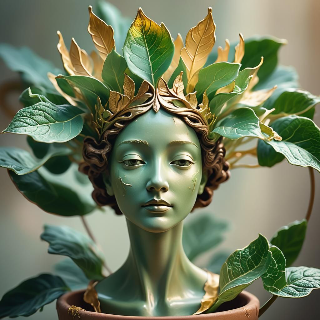 Delicate Leaf Queen Twirling: Art Nouveau Macro Photography