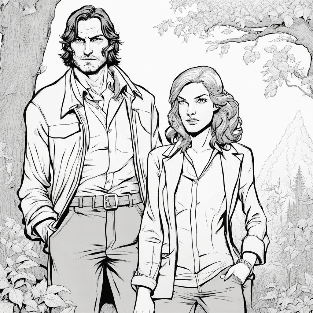 Bigby Wolf and Keira Swan Coloring Page