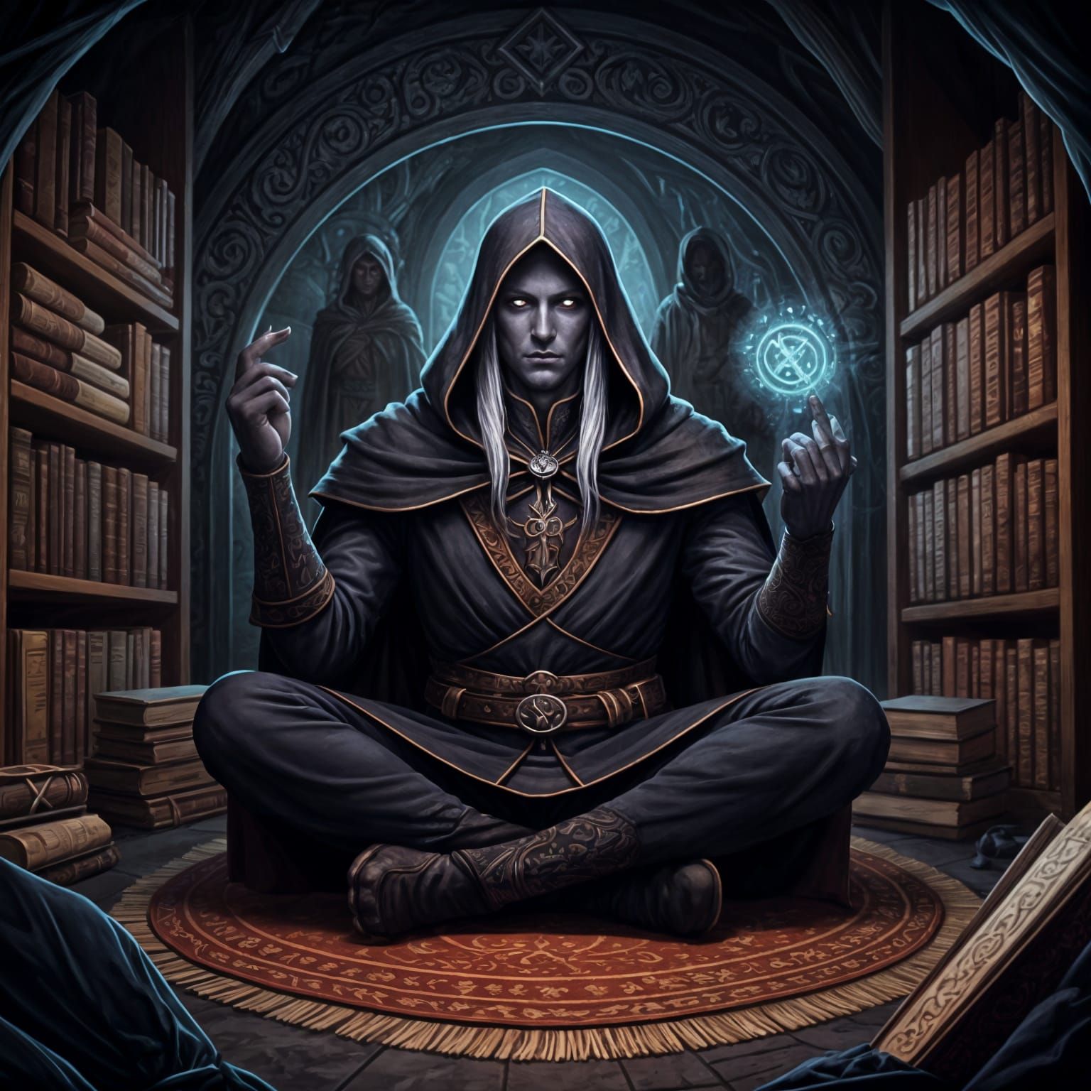 Drow Scroll Merchant in Arcane Setting